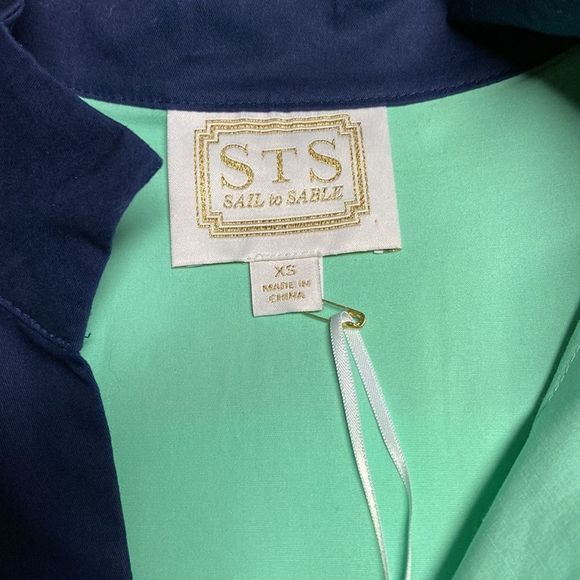 NWT Sail to Sable Navy & Mint Green Sleeveless Sheath Dress - Picture 4 of 8